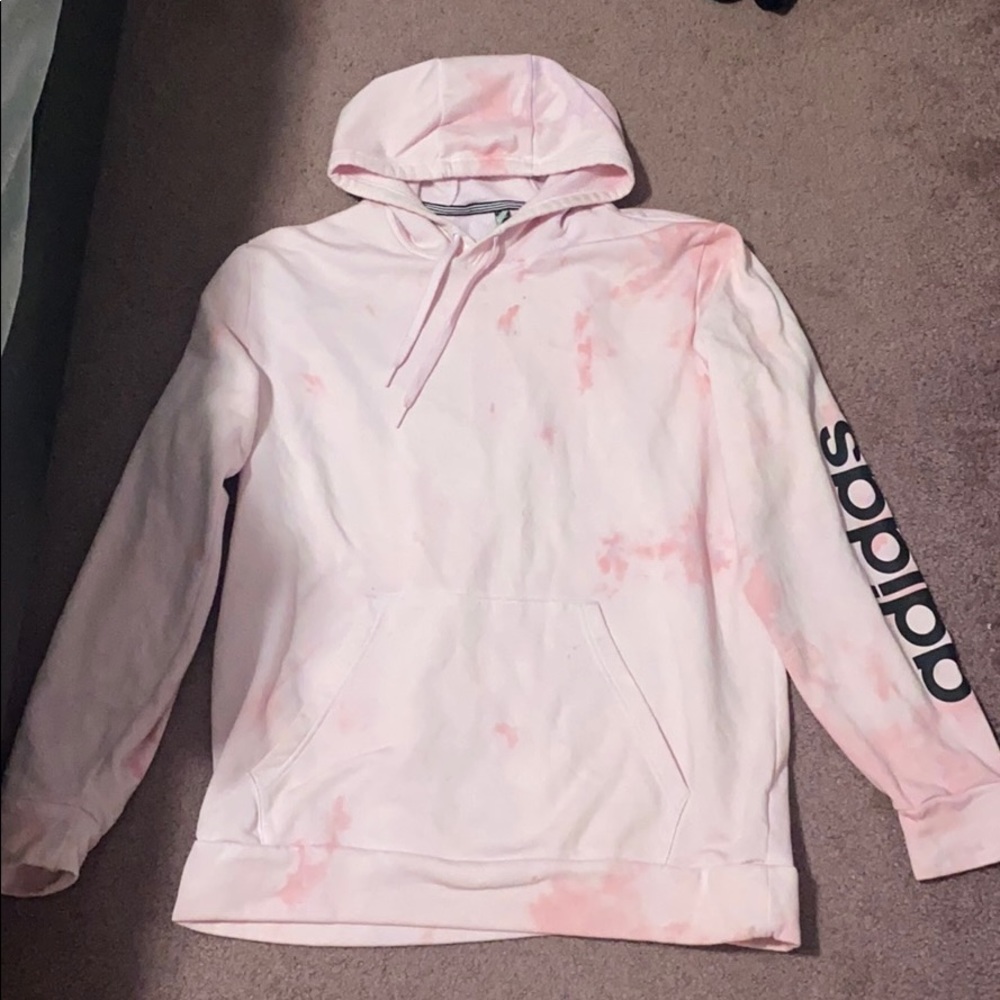 Pink tie-dye adidas hoodie